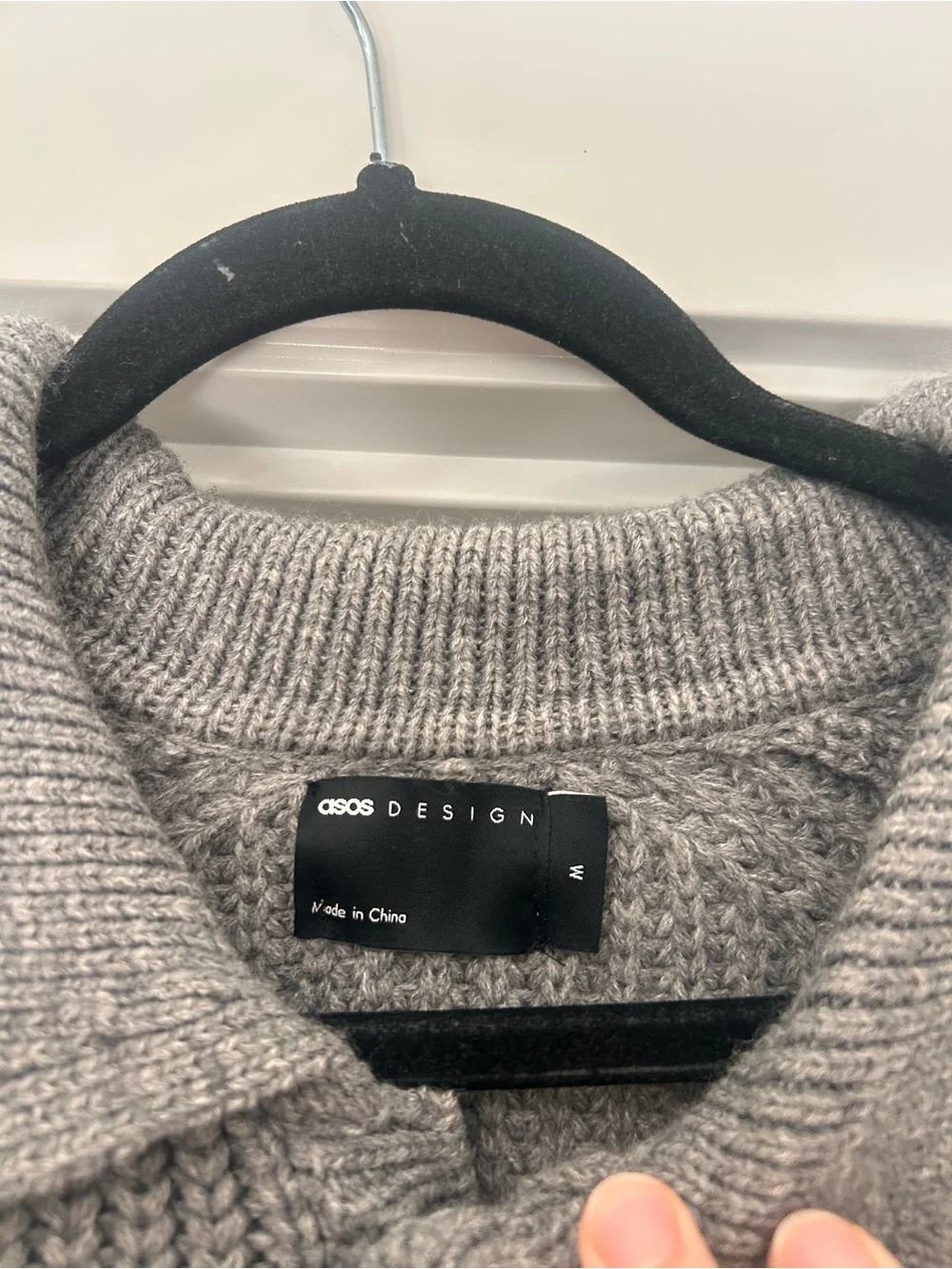 ASOS Grey Rib-Knit Polo Collar Cardigan Sweater